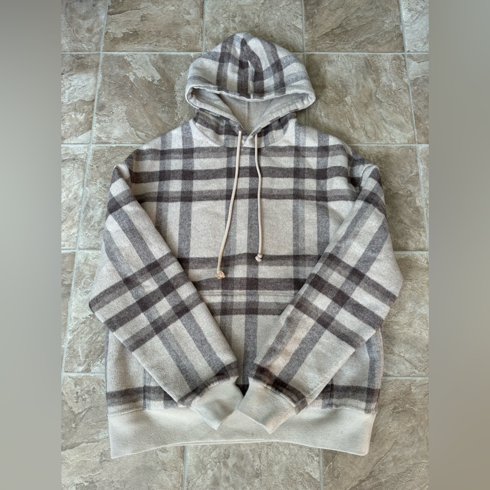 Kith Plaid Hoodie in Gray and Cream